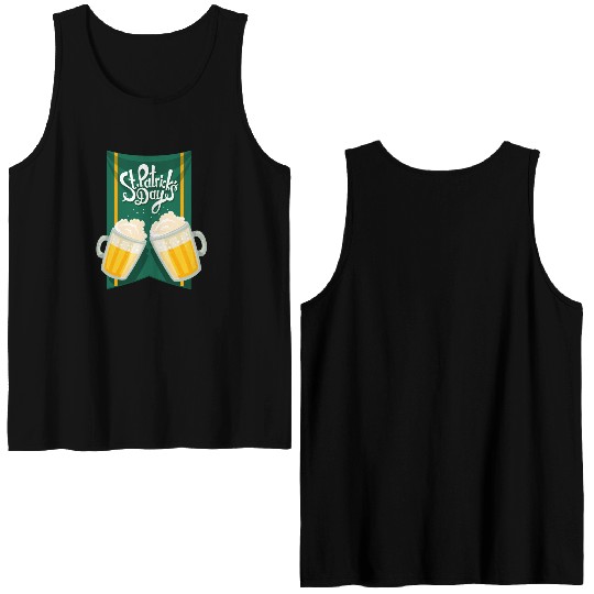 St Patrick's Day and two cups of beer Double Sided Tank Tops