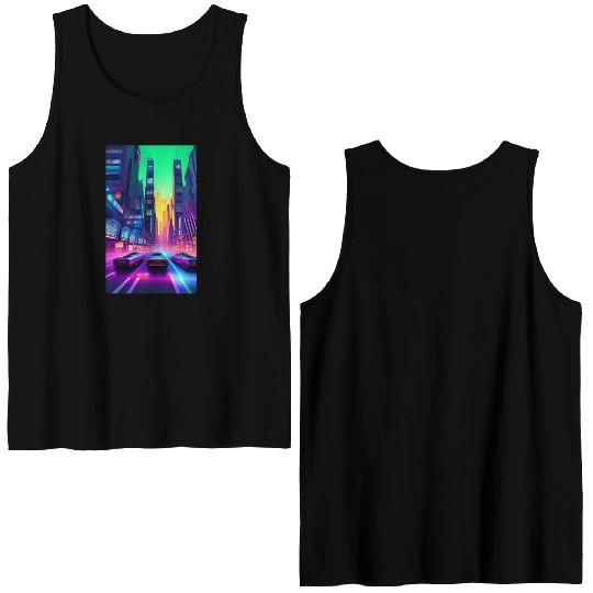 Future City Cyber Cyberpunk Scifi Design Double Sided Tank Tops