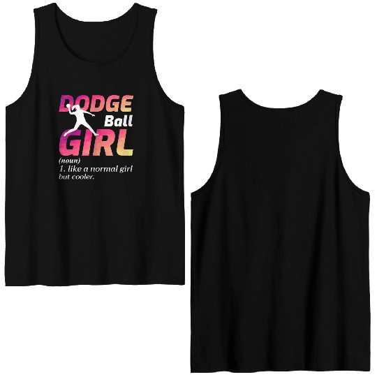 Dodgeball Girl Player Coach Team Sports Funny Double Sided Tank Tops