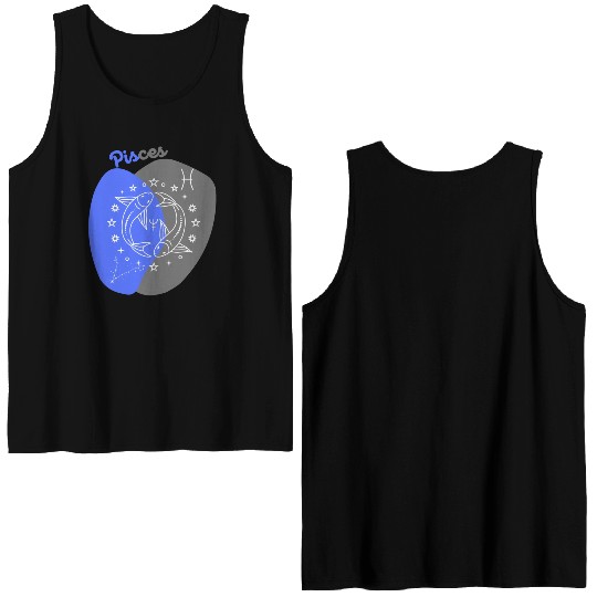 Underwater Dreams: A Minimalist Pisces Design Double Sided Tank Tops