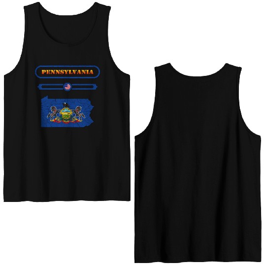 PENNSYLVANIA, MAP OF PENNSYLVANIA. SAMER BRASIL Double Sided Tank Tops