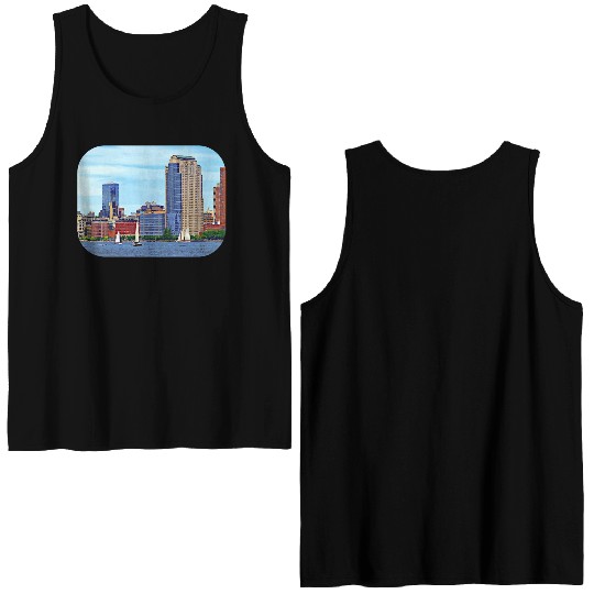 Manhattan NY - Boats By Manhattan Skyline Double Sided Tank Tops