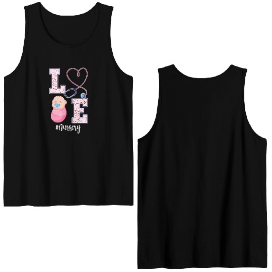 Cute Newborn Nursery Nurse Design Double Sided Tank Tops