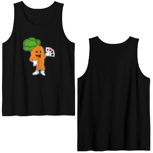 Carrot At Poker With Poker Cards Double Sided Tank Tops
