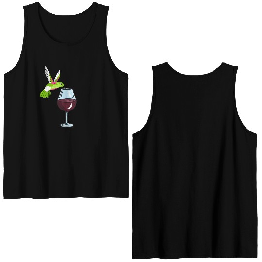 Hummingbird Drinking Wine Birdwatching Hummingbird Double Sided Tank Tops
