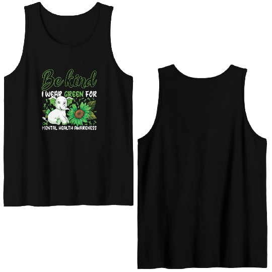 Kind May Green For Mental Health Awareness Month Double Sided Tank Tops