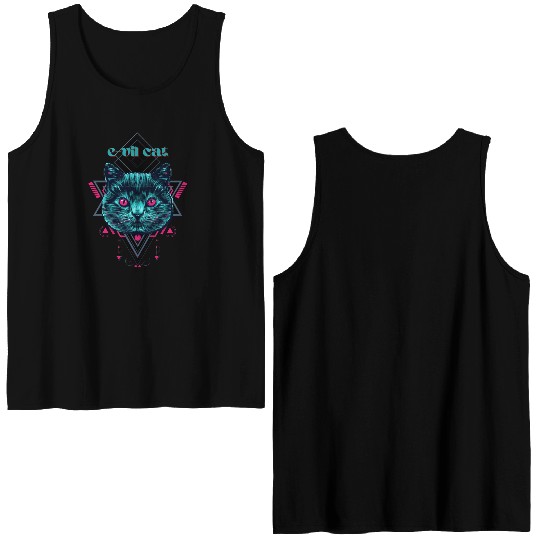 geometric cat Double Sided Tank Tops