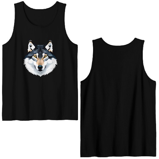Wolf howling at the moon graphic Double Sided Tank Tops