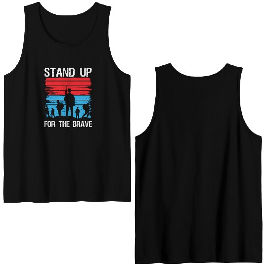 Soldier stand up for brave military army veteran Double Sided Tank Tops