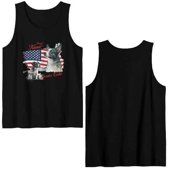 Proud Friend of American Border Collie Dog Double Sided Tank Tops