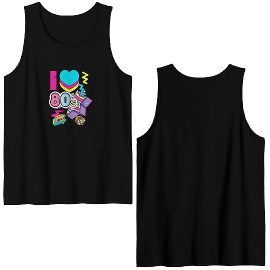 I Love 80s funny 80s women style Double Sided Tank Tops