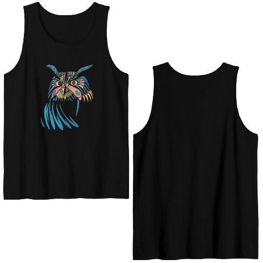 Colorful Owl Bird Nature Double Sided Tank Tops
