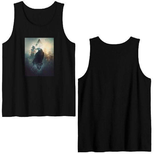 Eagle Forest Geometric Graphic Double Sided Tank Tops