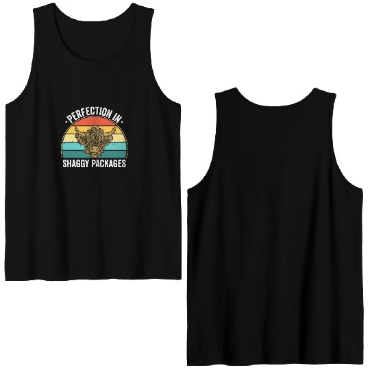 Perfection In Shaggy Packages Highland Cow Double Sided Tank Tops