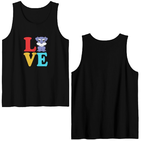 Schnauzer Puppy I love My Miniature Schnauzer Double Sided Tank Tops