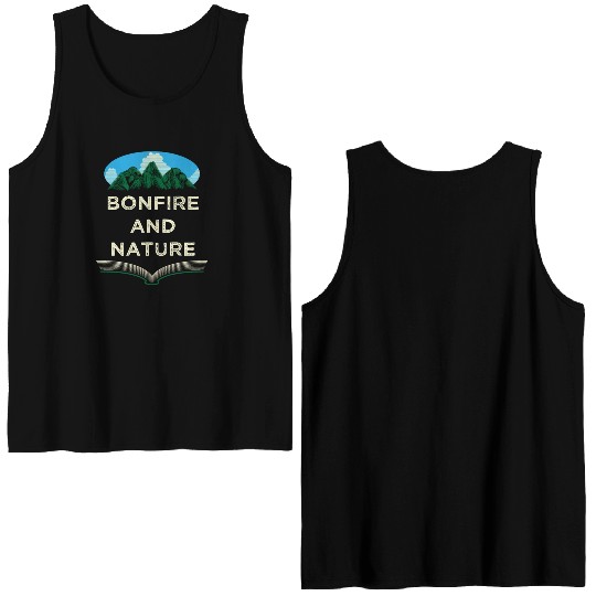 Bonfire and Nature Camping Wildlife Camper Outdoor Double Sided Tank Tops