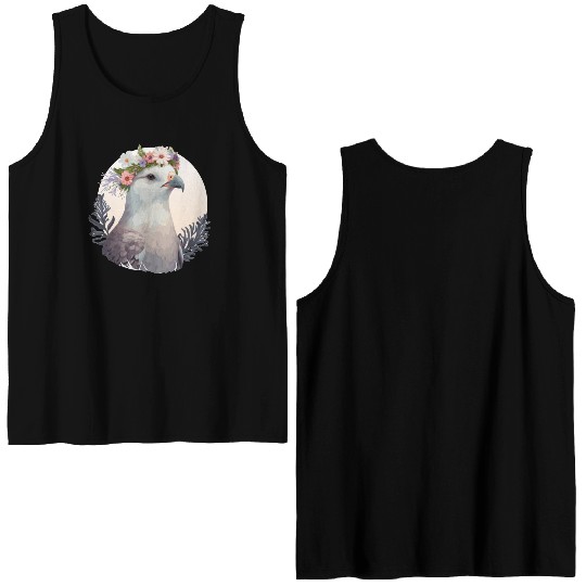 Cute Fulmar Bird Flower Crown Floral Tropical Bird Double Sided Tank Tops