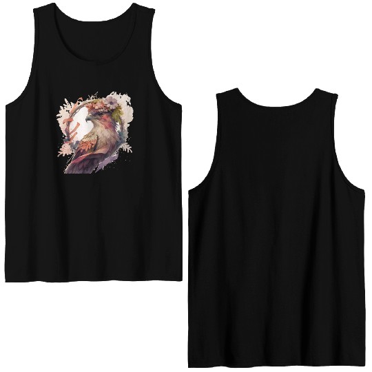 Birds Of Prey Kite Bird Flower Crown Floral Double Sided Tank Tops