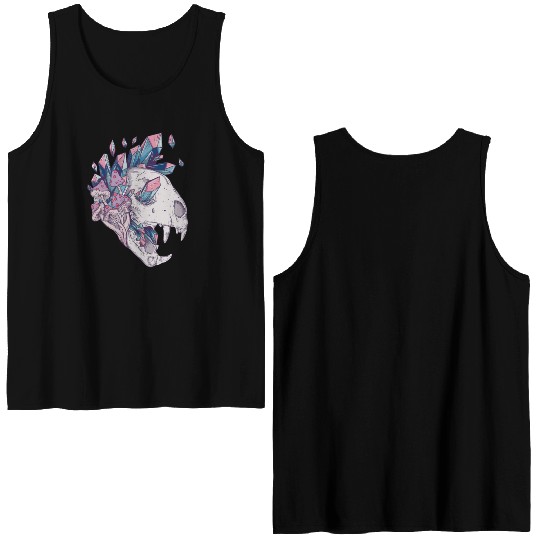Crystal Cat Skull Double Sided Tank Tops