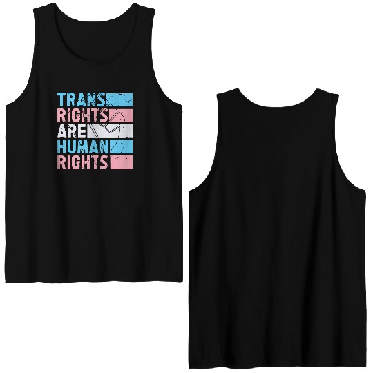 Trans Rights Are Human Rights Support LGBT Pride Double Sided Tank Tops