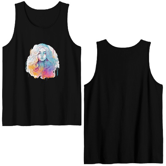 Glimmering Holographic Girl The Future is Now Double Sided Tank Tops