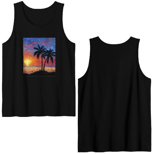 Paradise at Dusk nature Double Sided Tank Tops