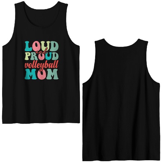 Loud and proud volleyball mom 01 Double Sided Tank Tops