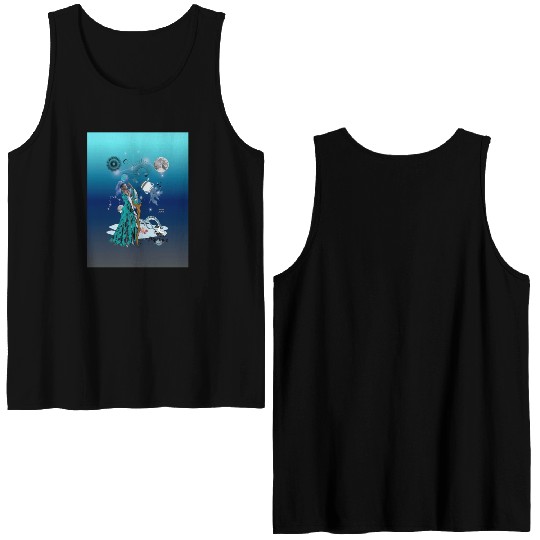 Zodiac sign Aquarius in the unique version Graphic Double Sided Tank Tops