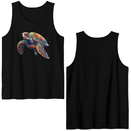 Colorful underwater sea turtle dreamlike beautiful Double Sided Tank Tops