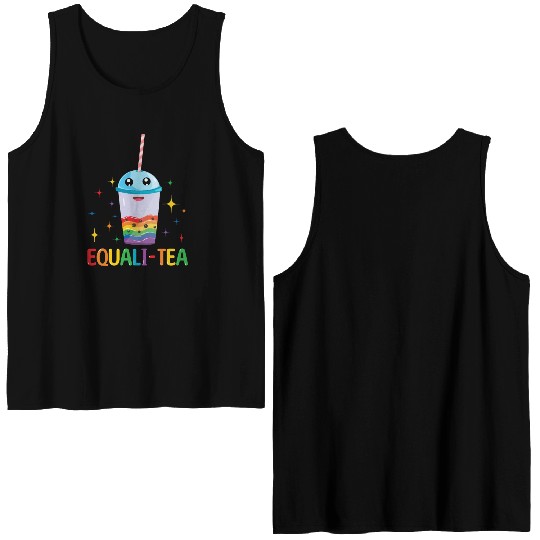 Equality Tea Gay LGBTQ Rainbow LGBT Pride Month Double Sided Tank Tops