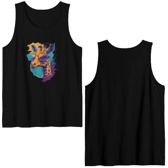 Giraffe Wearing Sunglass Double Sided Tank Tops