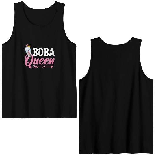 Boba Queen Bubble Tea Lover Boba Tea Drinker Double Sided Tank Tops