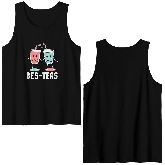 Bes Teas Bubble Tea Lover Boba Tea Drinker Korean Double Sided Tank Tops