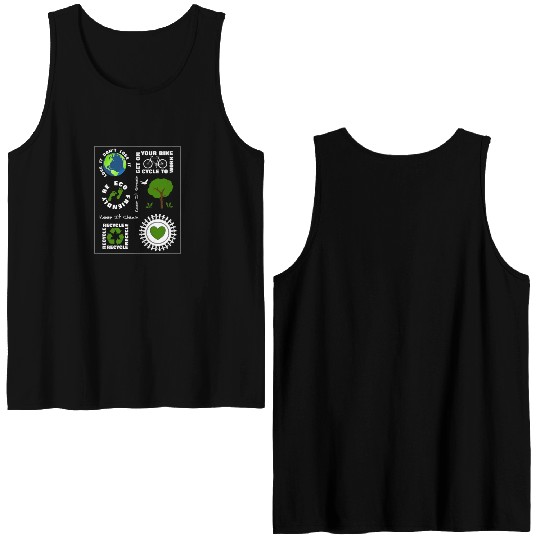 Green Eco Friendly Save Our Planet Earth Double Sided Tank Tops