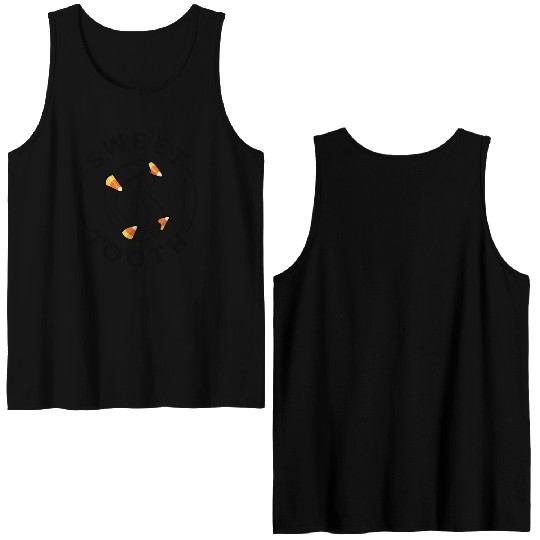 Halloween Candy Corn Fangs Sweet Tooth Double Sided Tank Tops