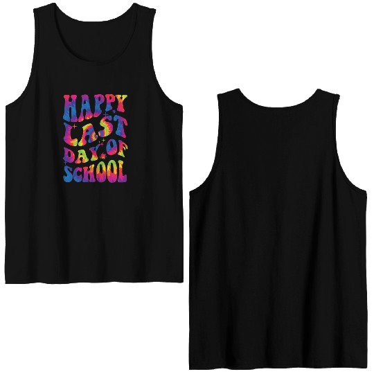 happy last day of school Teacher Women friend Gift Double Sided Tank Tops