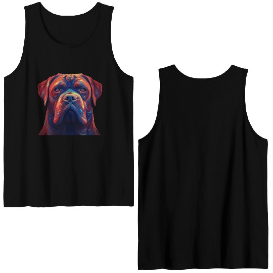 Psychedelic AI Dogue de Bordeaux Double Sided Tank Tops