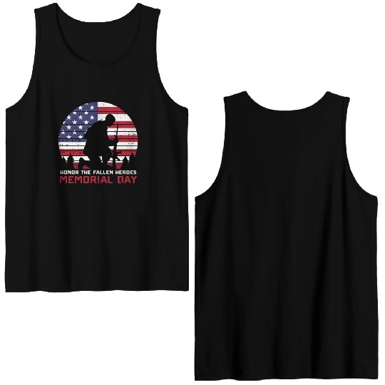 Honor The Fallen Heroes Memorial Day Us Flag Double Sided Tank Tops