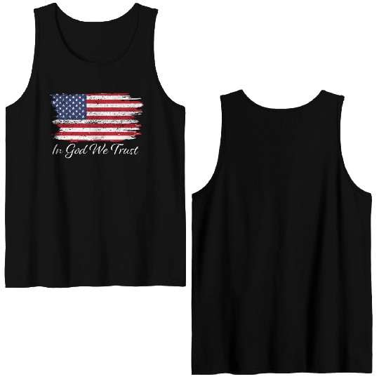 In God We Trust Us Flag Patriotic Double Sided Tank Tops