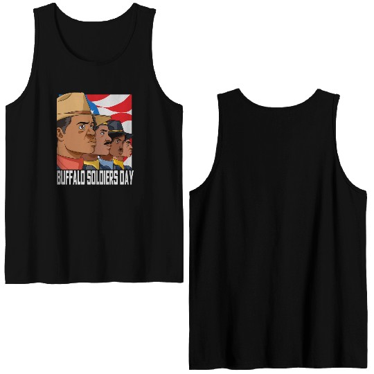 National Buffalo Soldiers Day July 28Th Patriotic Double Sided Tank Tops