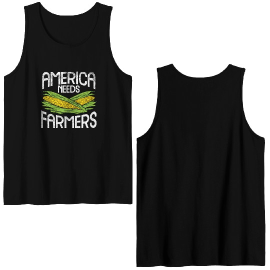 America Needs Farmers Agriculture Corn Farming Double Sided Tank Tops