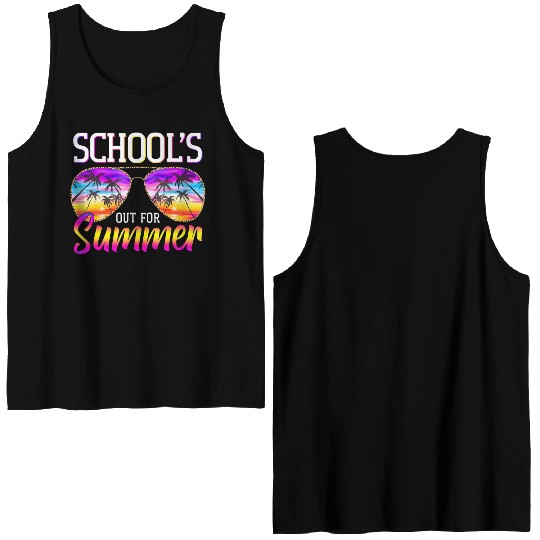Last Day Of School Schools Out For Summer Teacher Double Sided Tank Tops