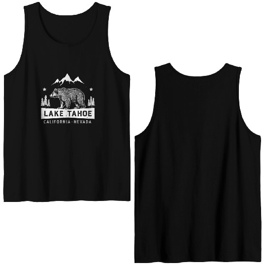 Lake Tahoe California Nevada Bear Double Sided Tank Tops