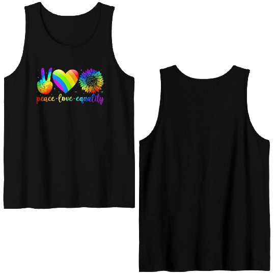 Peace Love Equality Lesbian Gay LGBT Pride Month R Double Sided Tank Tops