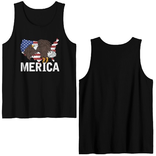 Us Flag Merica Pride Patriot Proud American Bald Double Sided Tank Tops