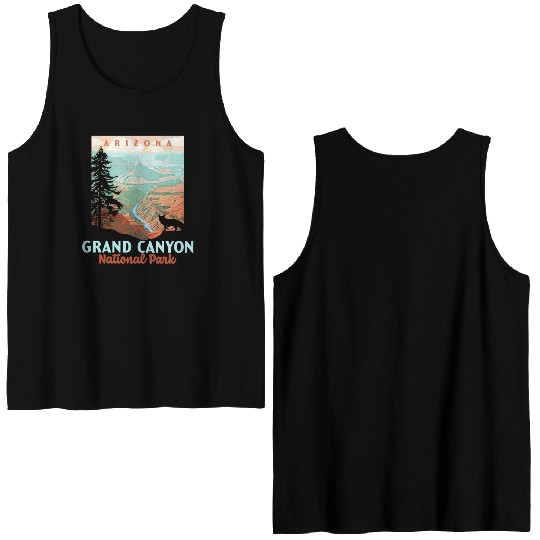 Grand Canyon National Park Arizonna Wpa Style Double Sided Tank Tops