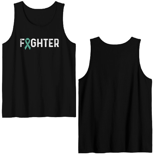 Ovarian Cancer Awareness Products Teal Ribbon Double Sided Tank Tops