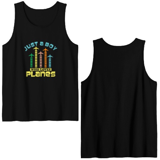 Just A Who Loves Planess Toddler Pilot Flying Double Sided Tank Tops