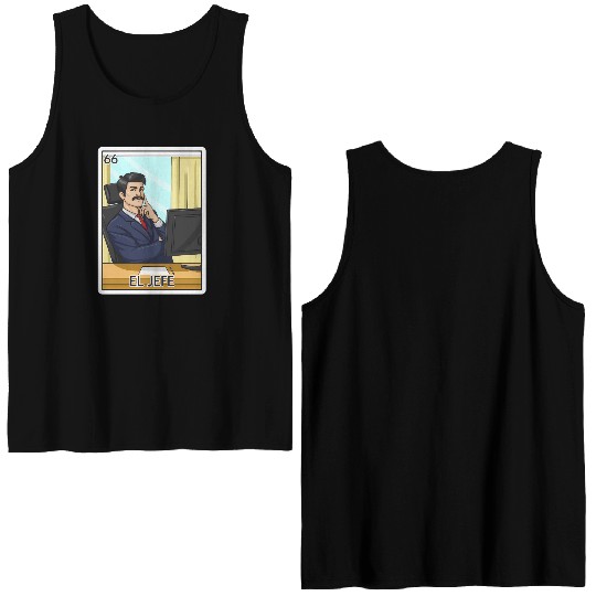 El Jefe The Boss Card Mecan Lottery The Chief Double Sided Tank Tops