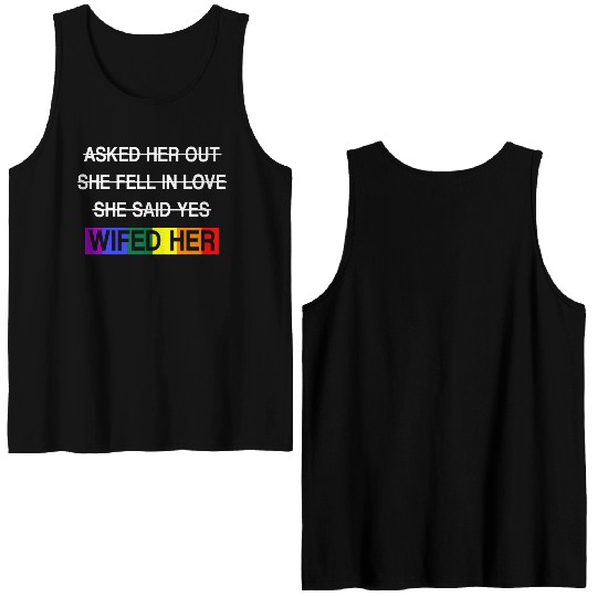 Her Lgbtq Romantic Lesbian Wedding Day Double Sided Tank Tops